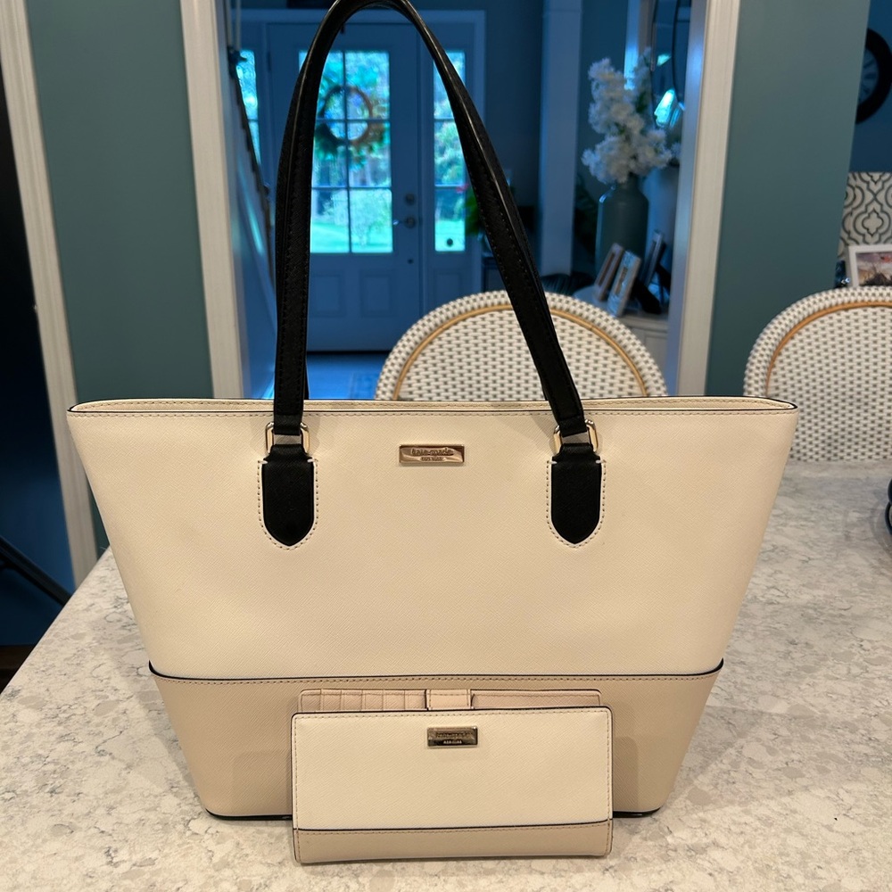 Kate Spade Cream and Black Tote with Wallet